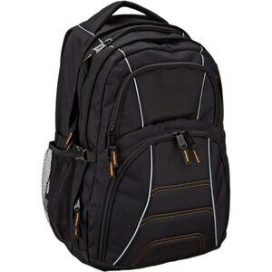 Basics Black Laptop Backpack Fits 17 Inch Travel School Work Bag Organizer